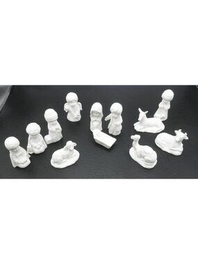 George Good Vintage Porcelain Nativity Set 12 Pieces Children Figurines White